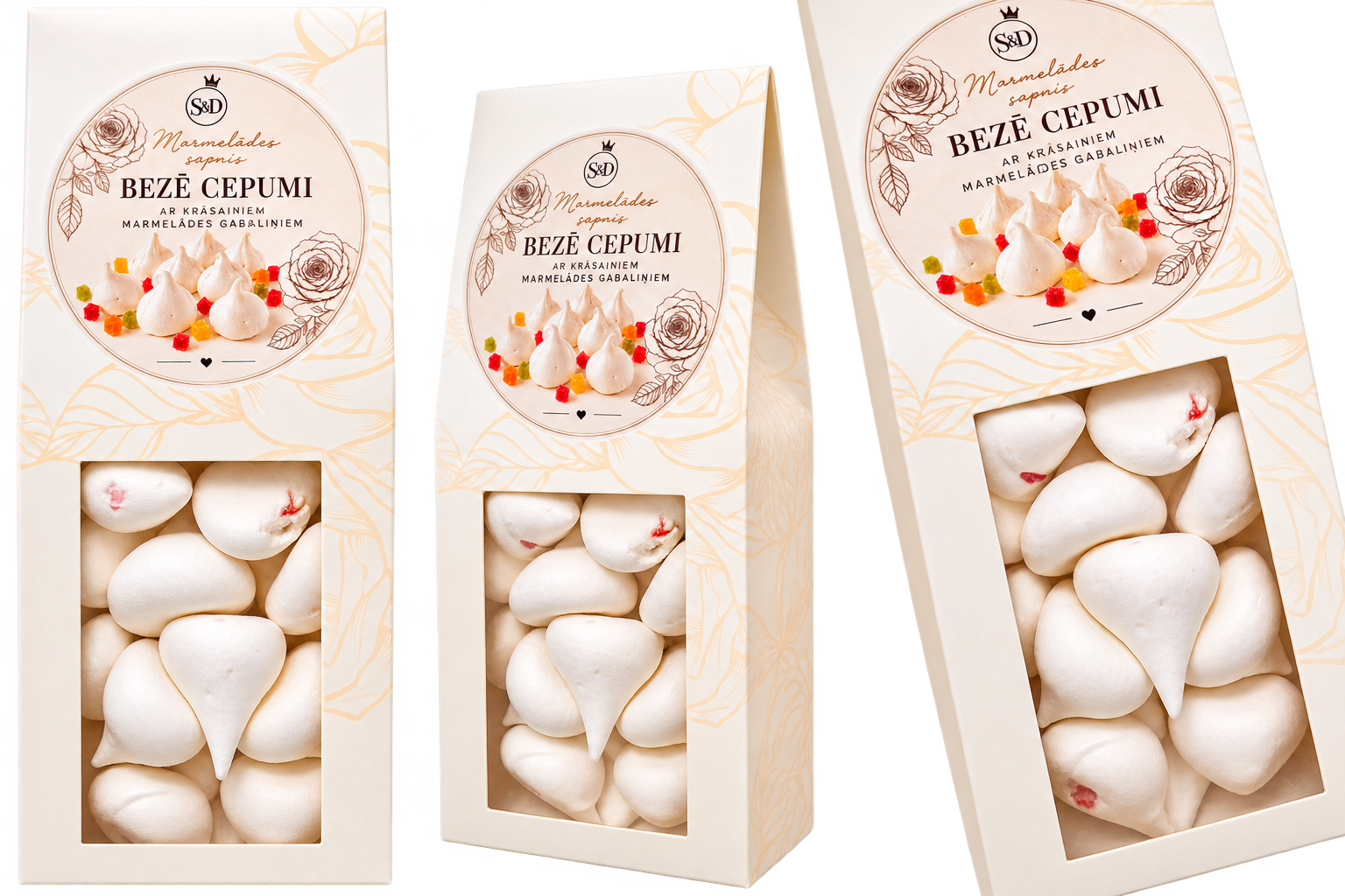 Marmelādes sapnis bezē cepumu iepakojums no sānskata