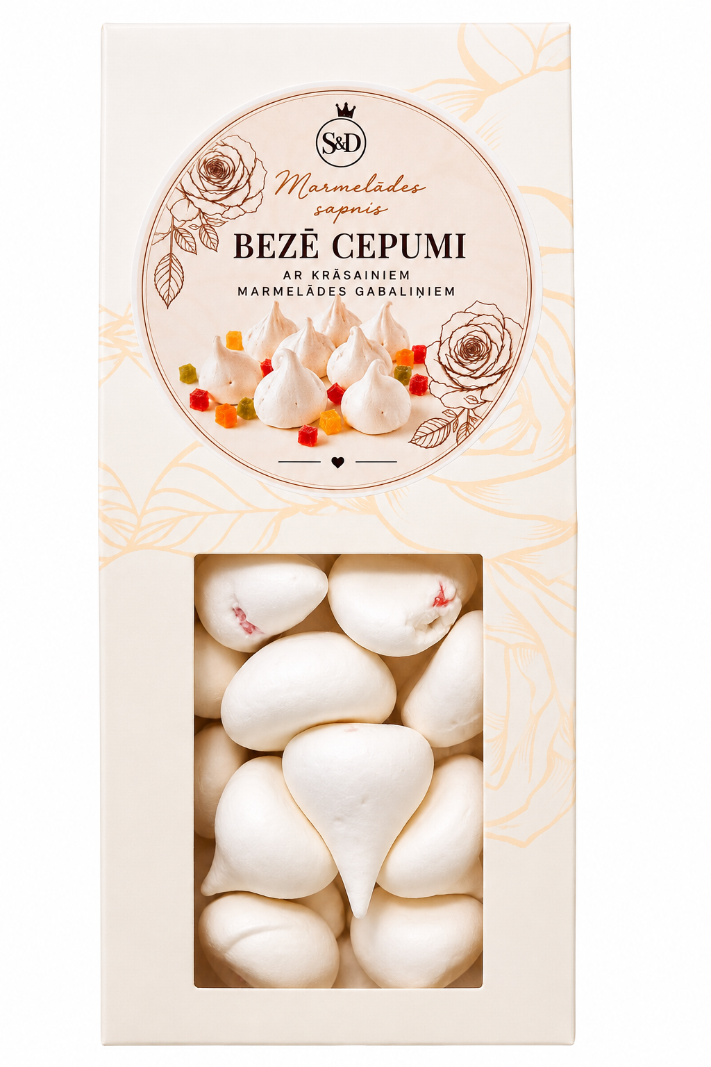 Marmelādes sapnis bezē cepumu iepakojums pretskatā